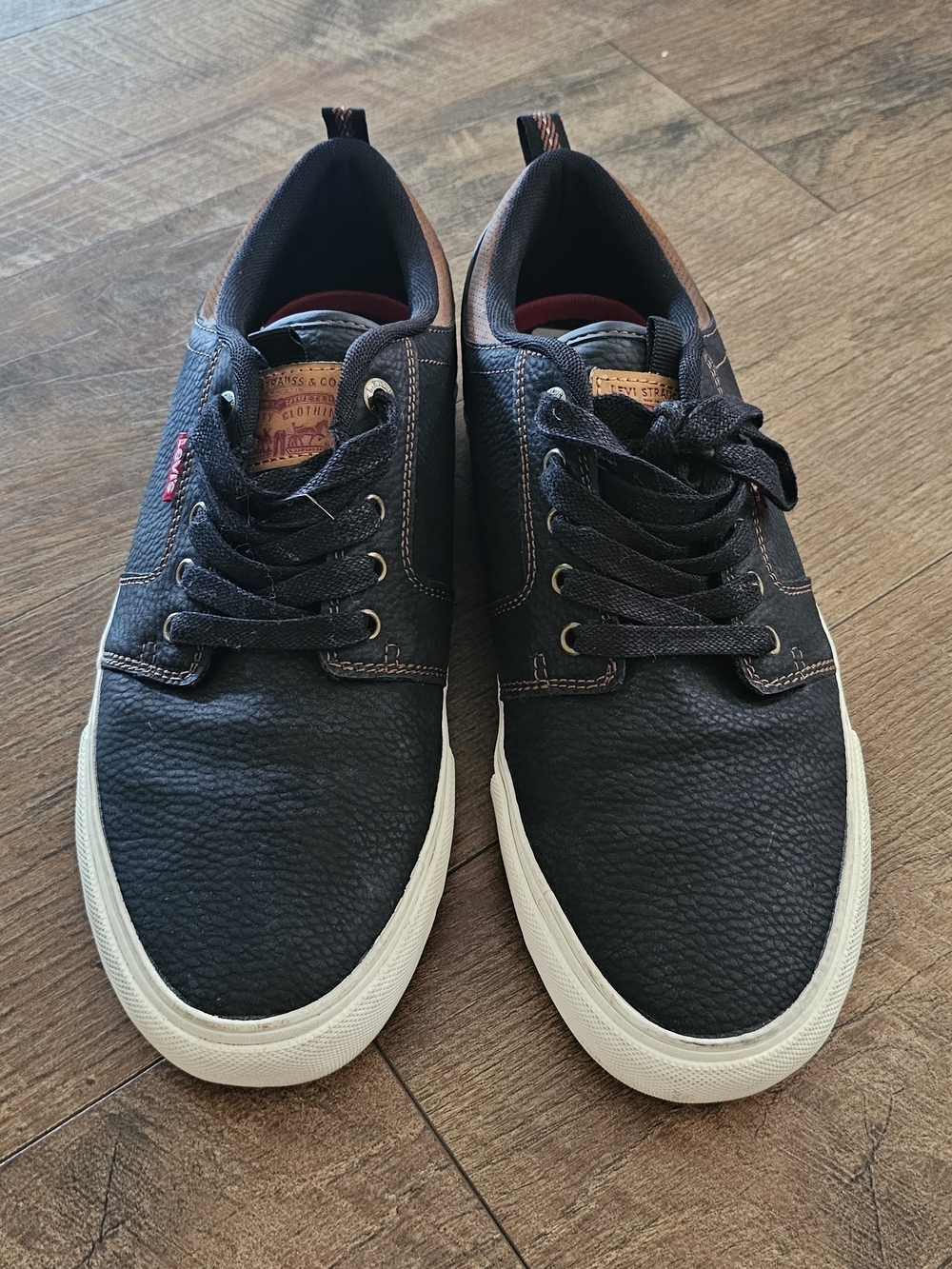 Levi's Black Leather Low-Top Sneakers with White Soles